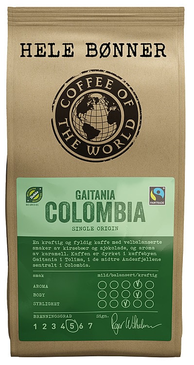 Gaitania Colombia Hele Bønner Økol 340g Cotw