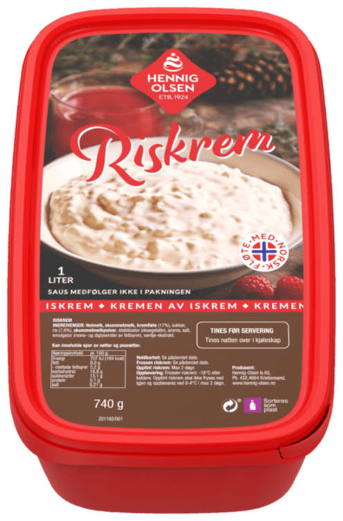 Riskrem m/Kremfløte 1l Hennig-Olsen