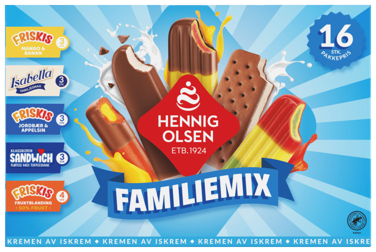 Familiemix 16stk Hennig Olsen
