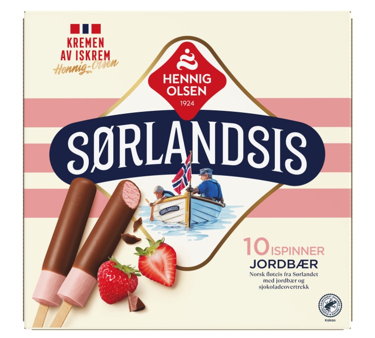 Sørlandsis Jordbær 10stk Hennig-Olsen Is
