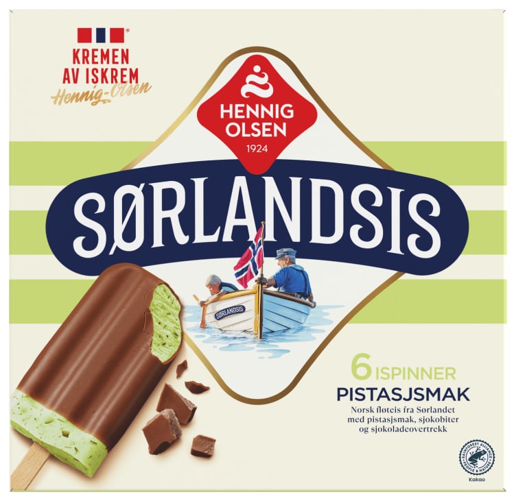 Sørlandsis Pistasjsmak 6stk Hennig-Olsen Is