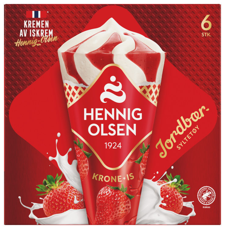 Krone-Is Jordbær 6stk Hennig-Olsen