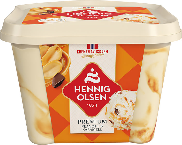 Fløteis Premium Peanøtt&Karamel 0,8l Hennig-Olsen