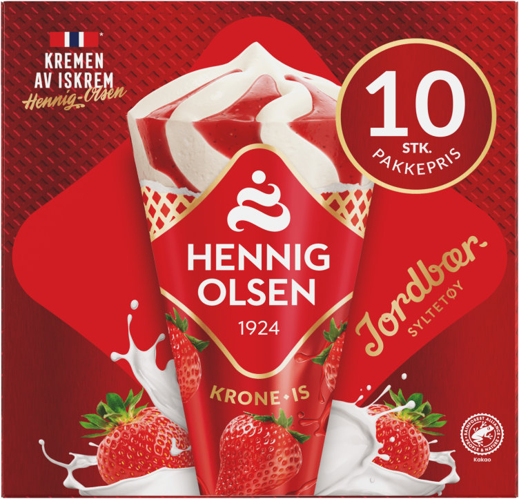Krone-Is Jordbær 10stk Fløteis Hennig-Olsen Is