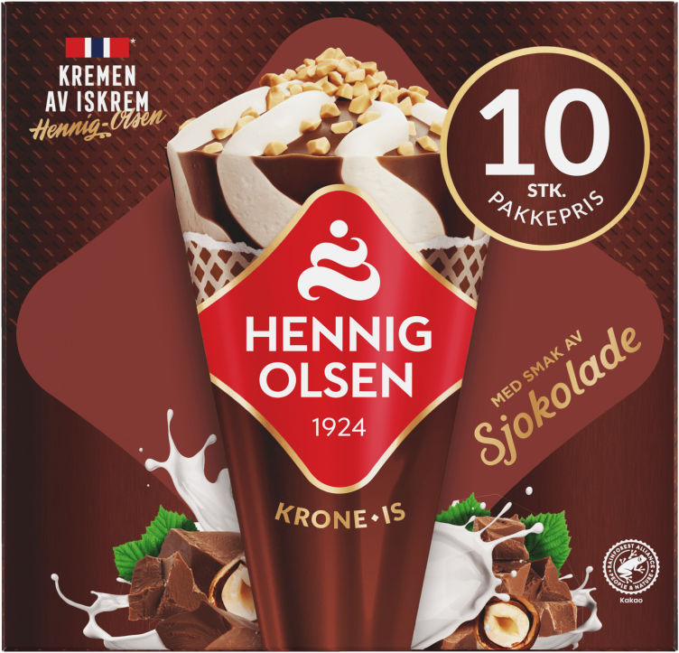 Krone-Is Sjokolade 10stk Fløteis Hennig-Olsen Is