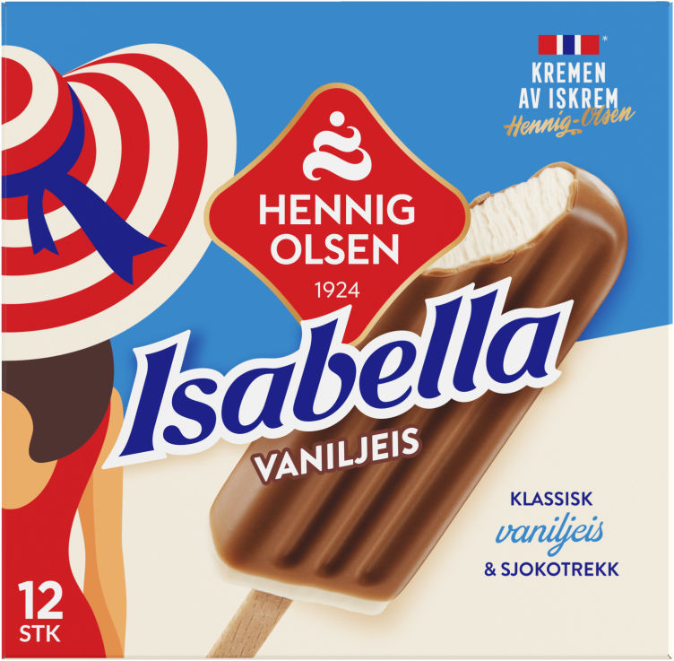 Isabella Vaniljeis m/Sjokotrekk 12stk Hennig-Olsen Is