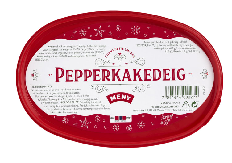 Pepperkakedeig 1kg Bakehuset