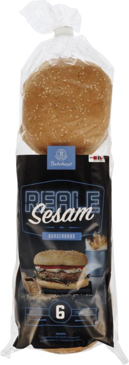 Burgerbrød Store m/Sesam 6stk 540g Reale