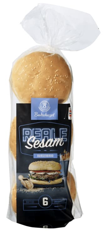 Burgerbrød Store m/Sesam 6stk 540g Reale