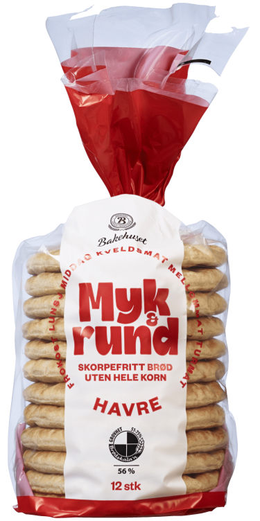Myk&Rund Havre 12stk 450g Bakehuset
