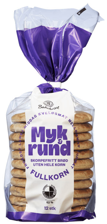 Myk&Rund Fullkorn 12stk 450g Bakehuset