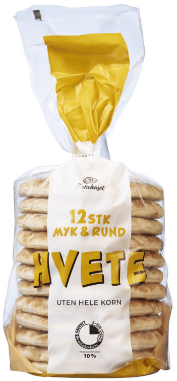 Myk&Rund Hvete 12stk 450g Bakehuset