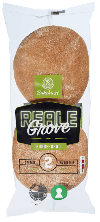 Burgerbrød Grove 2stk 160g Reale