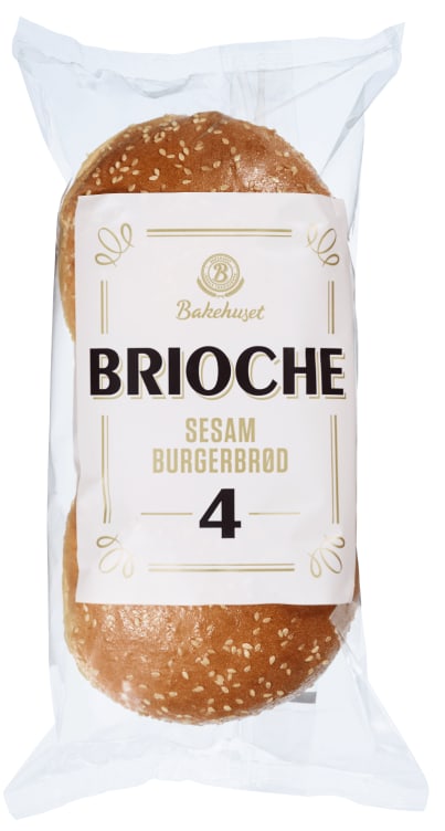 Burgerbrød Brioche Sesam 4stk 300g Bakehuset