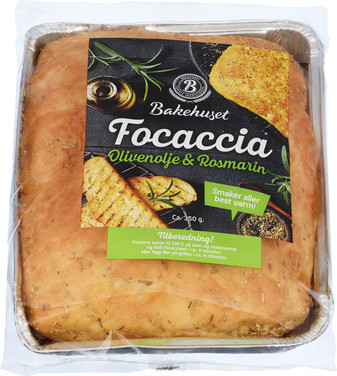 Focaccia med olivenolje og rosmarin 350g