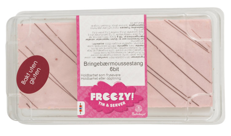 Bringebærmousse Stang 6bit 440g Bakehuset