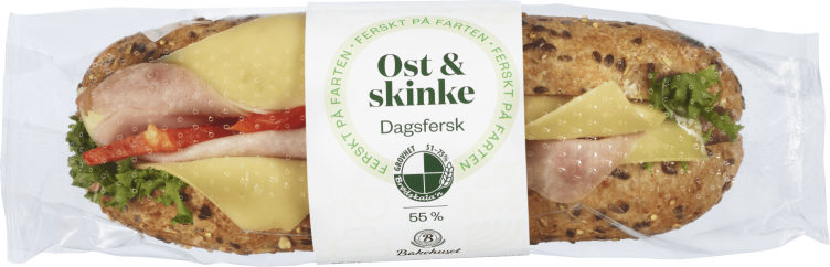 Baguette Grov Ost&Skinke 215g Bakehuset