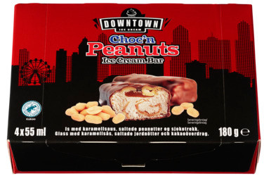 Downtown Choc'n Peanuts Isbar 4 X 55 ml 180g