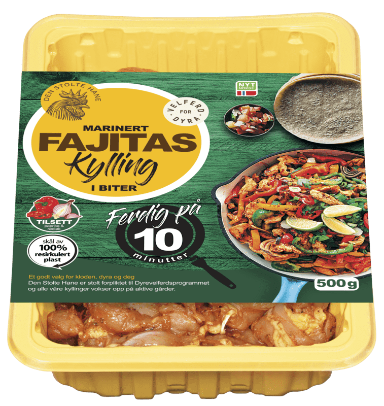 Den Stolte Hane Kylling Lårkjøtt Fajitas 500g