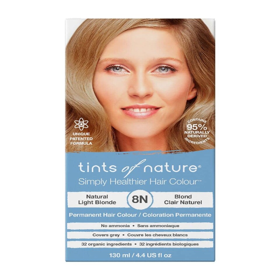 Tints of Nature 8N Natural Light Blonde Permanent Hair Dye, Nourishes Hair and Covers Greys, Ammonia-Free, 130ml