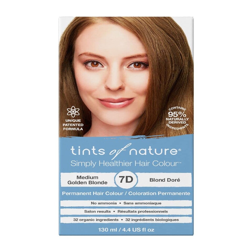 Tints of Nature 7D Medium Golden Blonde Permanent Hair Dye, Nourishes Hair and Covers Greys, Ammonia-Free, 130ml