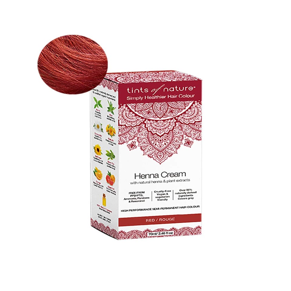 Tints of Nature Red Semi-Permanent Henna Cream Hair Colour, Ammonia-Free and 95% Natural, 70ml