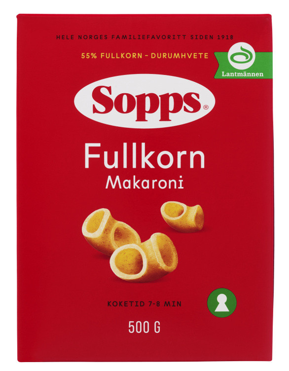 Makaroni Fullkorn 500g Sopps