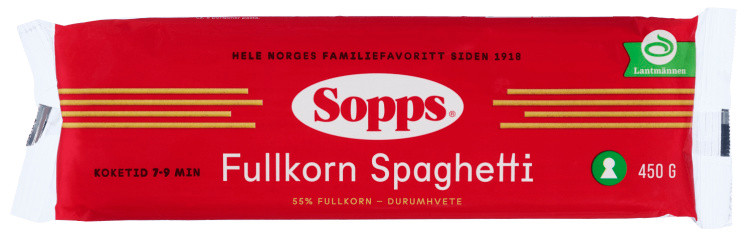 Spaghetti Fullkorn 450g Sopps