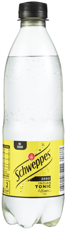 Tonic Water Zero 0,5l flaske Schweppes