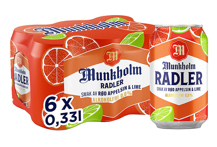 Munkholm Radler Rød Appelsin&Lime 0,33lx6 boks