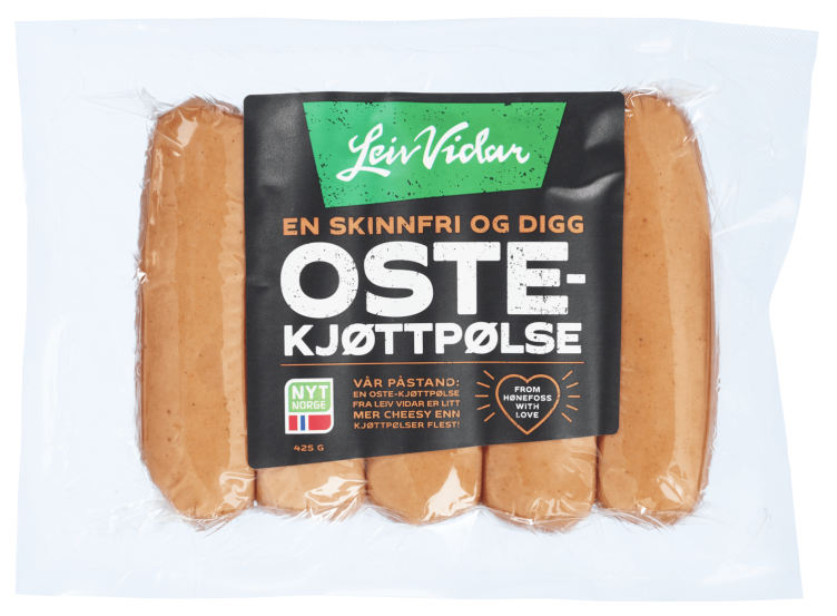 Kjøttpølse Ost Skinnfri 425g Leiv Vidar