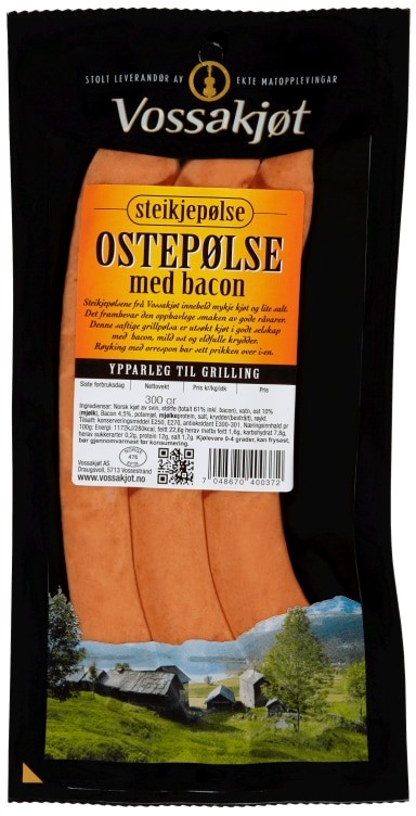 Ostepølse m/Bacon 300g Vossakjøt