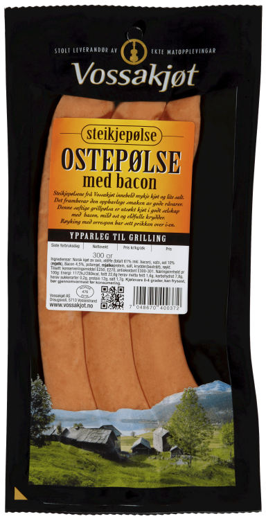 Ostepølse m/Bacon 300g Vossakjøt