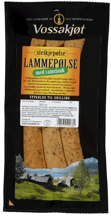 Lammepølse m/Ramsløk 300g Vossakjøt