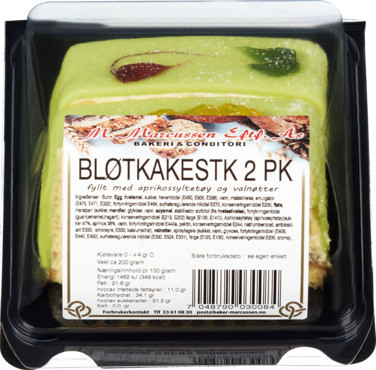 Bløtkake-stk 2 Pk med Aprikos og Valnøtter Baker Marcussens