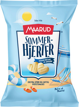 Sommerhjerter Sourcream&Onion 120g Maarud