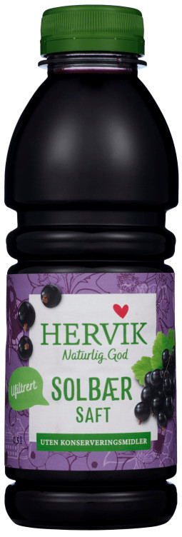Solbærsaft Ufiltrert 0,5l flaske Hervik