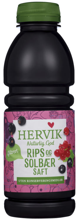 Rips&Solbærsaft Ufiltrert 0,5l flaske Hervik