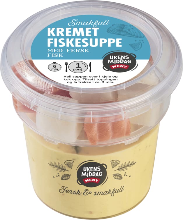 Kremet fiskesuppe med fersk topping