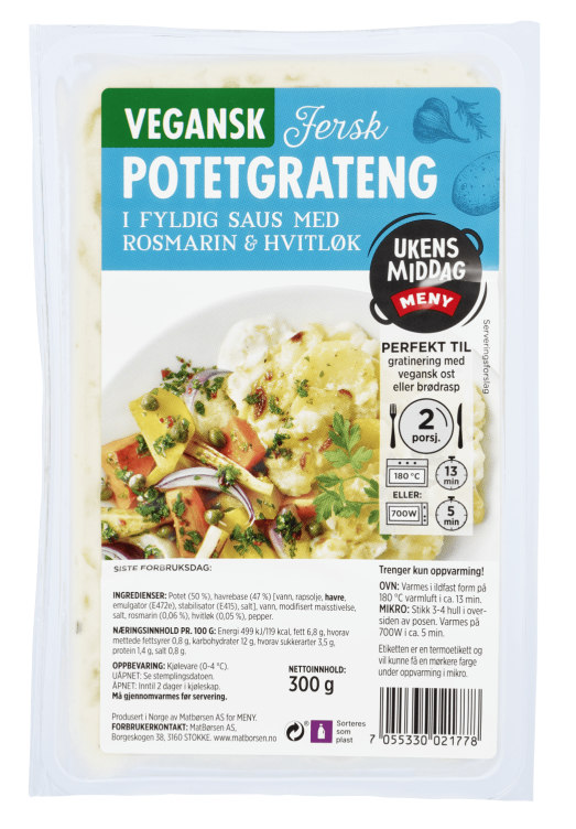 Potetgrateng Vegansk 300g Meny