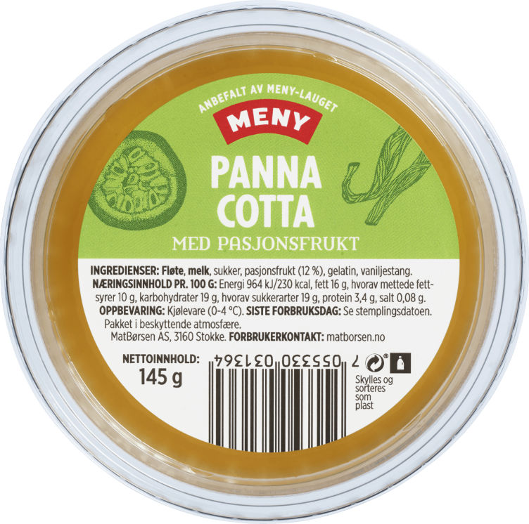 Panna Cotta m/Pasjonsfrukt 145g Meny