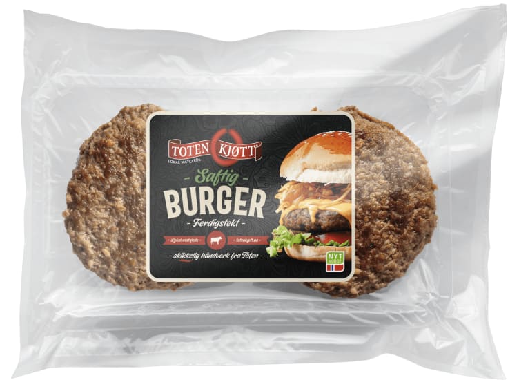 Burger Naturell Ferdigstekt 230g Toten Kjøtt