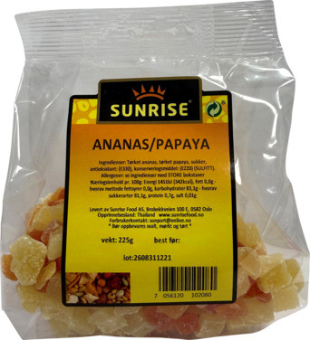 Ananas/papaya 225g Sunrise