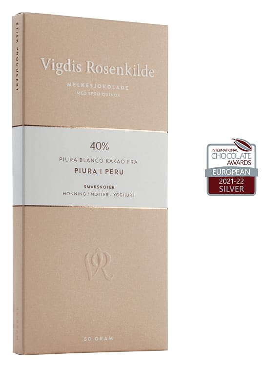 Piura Sjokolade 40% 60g Vigdis Rosenkilde