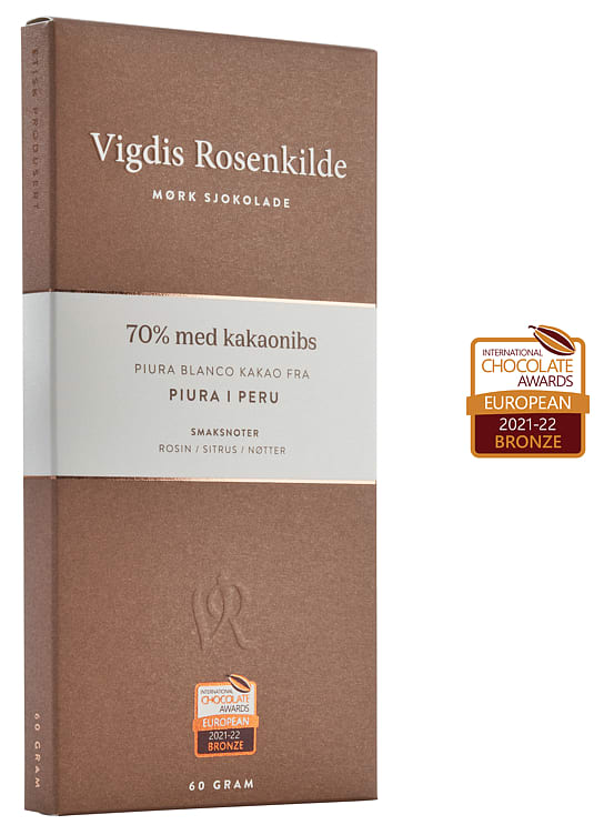 Piura m/Kakaonibs 70% 60g Vigdis Rosenkilde