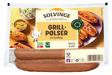 Grillpølse av Kylling Røkt 460g Solvinge