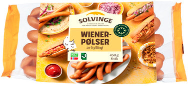 Wienerpølse av Kylling 450g Solvinge