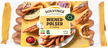 Wienerpølse av Kylling 450g Solvinge