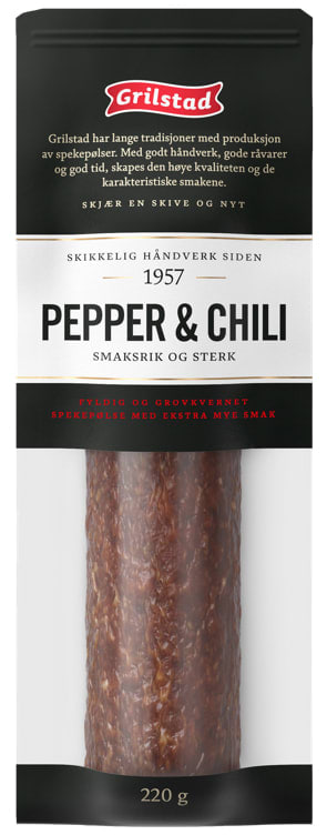 Spekepølse hel Pepper&Chili 220g Grilstad