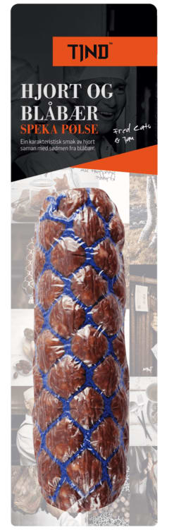 Speket Pølse m/Hjort&Blåbær 220g Tind
